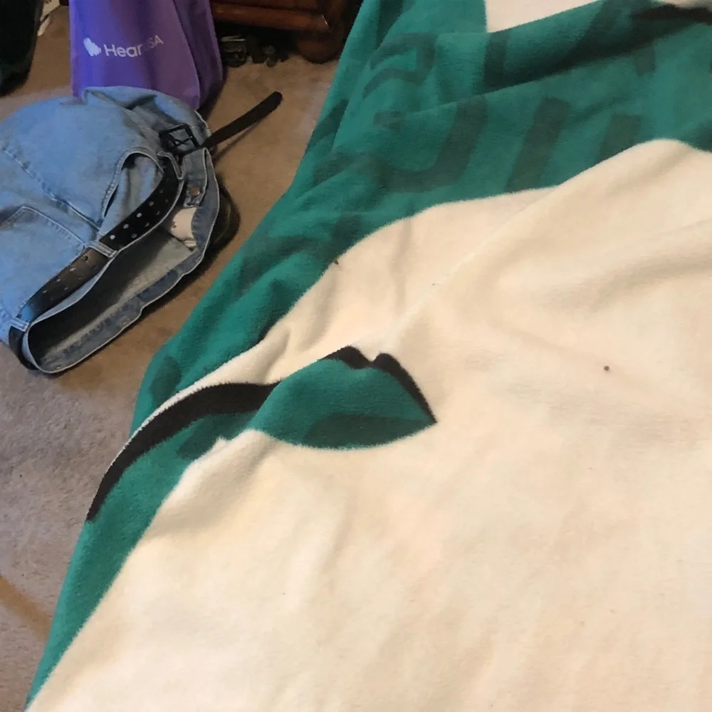 Teal and White Graphic Plush Blanket